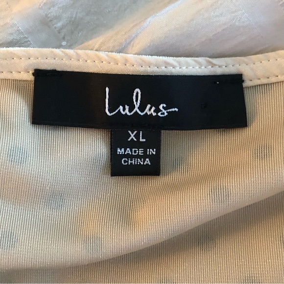 LULU’S Chic Upgrade Cream Black Polka Dot Velvet VNeck Smocked Hem Sleeves XL - Picture 10 of 10